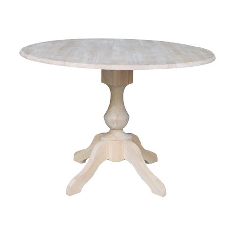 42" Round Solid Wood Dual Drop Leaf Pedestal Table - Unfinished ... in 42" Round Solid Wood Dual Drop Leaf Pedestal Table - Unfinished